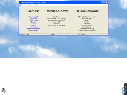 Interests screenshot