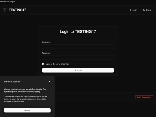 login screenshot