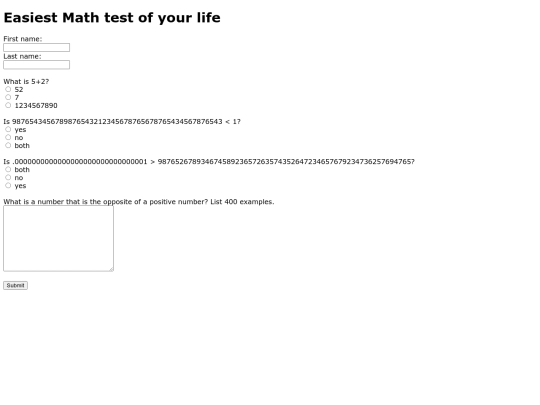 mathtest screenshot