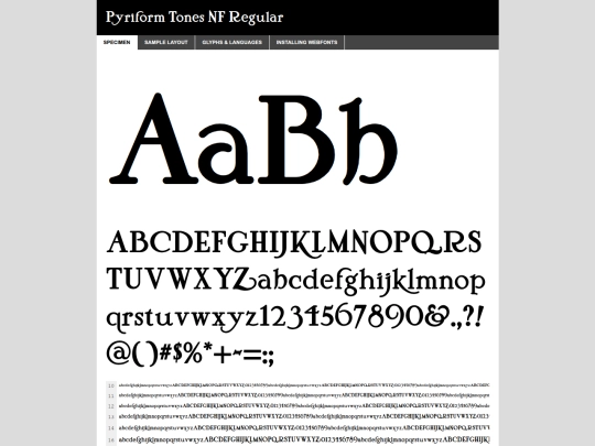 fonts/pyriformtonesnf-demo screenshot