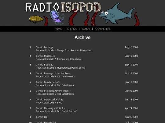 Radio-Isopod/archive screenshot