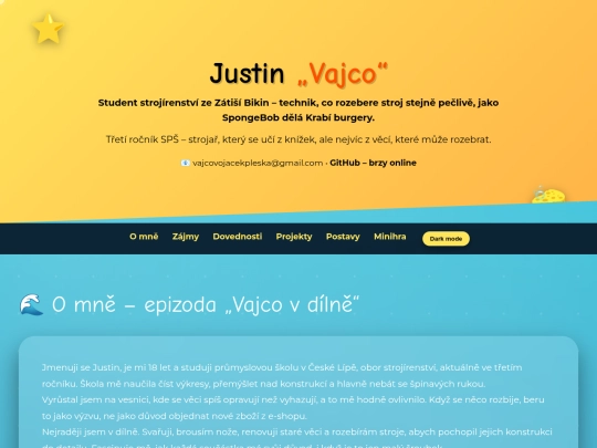 osobni web a minihra screenshot