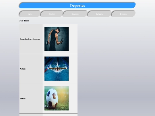web personal/deportes screenshot