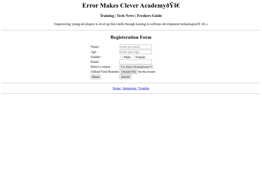 EMC Training Project/Register screenshot