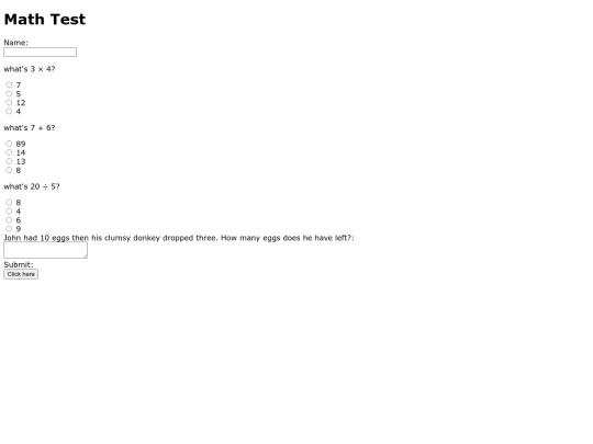 mathtest screenshot