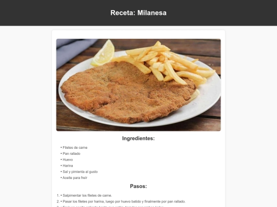 recetario/milanesa screenshot