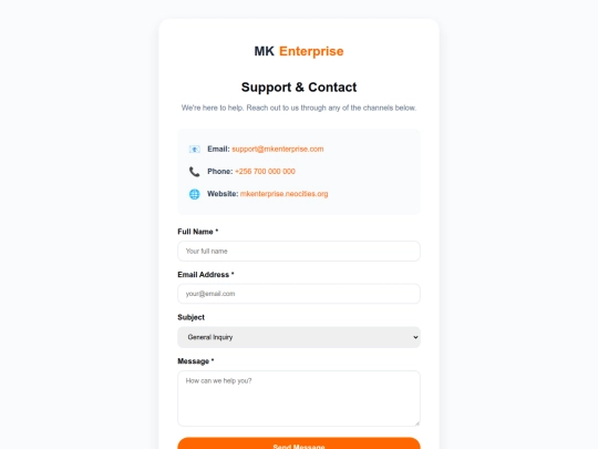 support screenshot