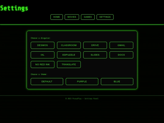 settings screenshot