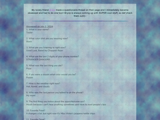 Questions screenshot