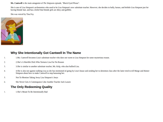 Mrs Cantwell Loathsome Character Sheet screenshot