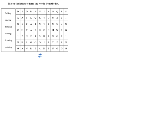 English/Leisure_Time/Word Search screenshot