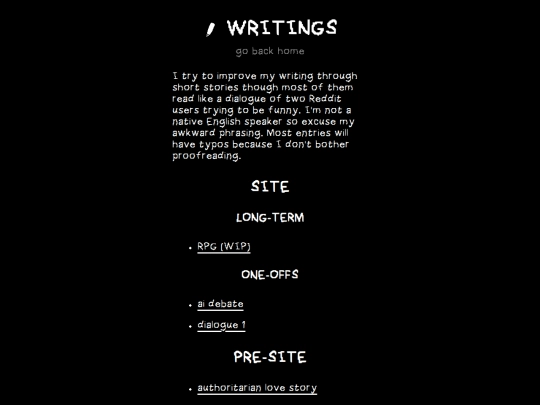 writings screenshot
