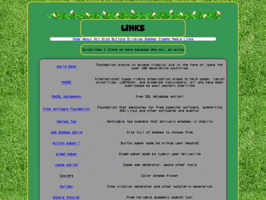 links screenshot