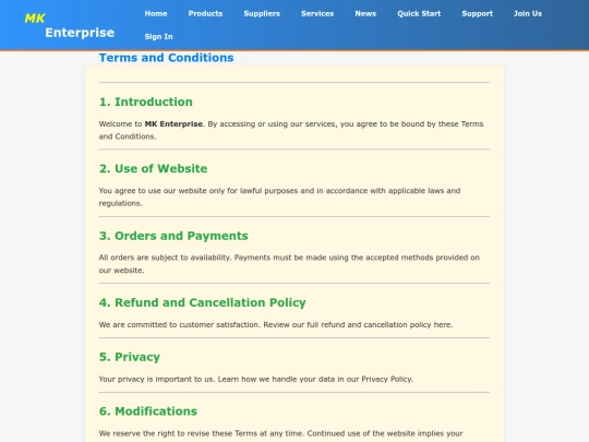 terms screenshot