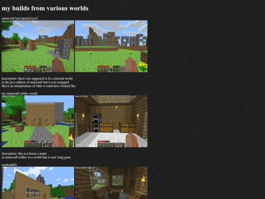minecraft website/mybuilds screenshot