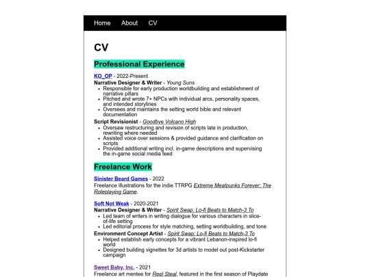 CV screenshot