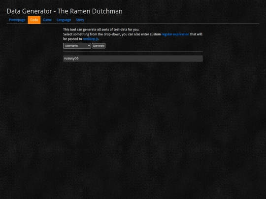 page/code/data-generator screenshot