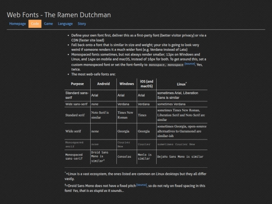 page/code/web-fonts screenshot
