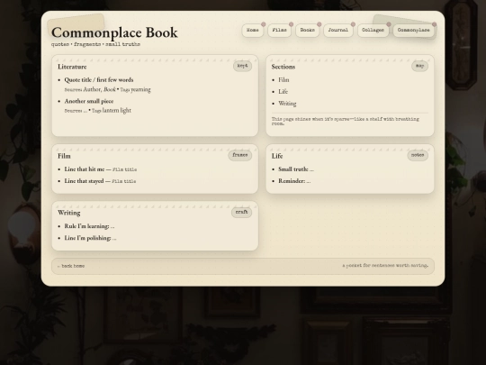 pages/commonplace screenshot