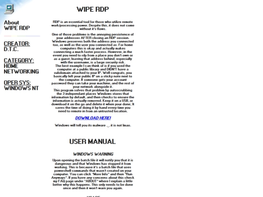 SOFTWARE HTMLS/BATCH/WIPERDP screenshot