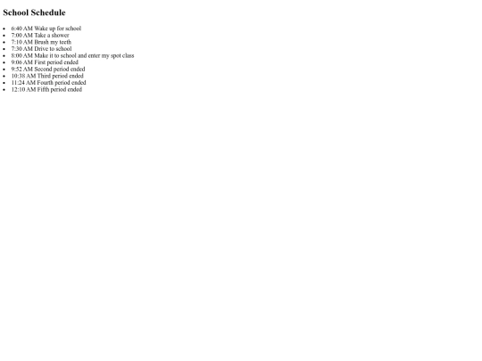 schedule screenshot