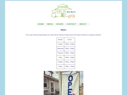 Website Design/hours screenshot