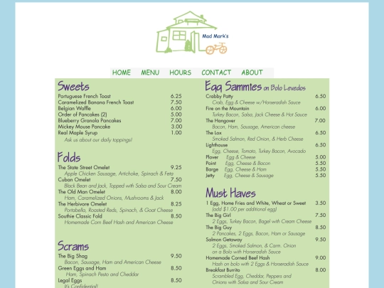 Website Design/menu screenshot