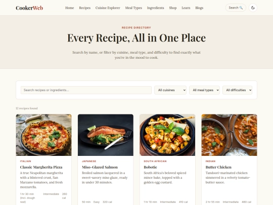 recipes screenshot