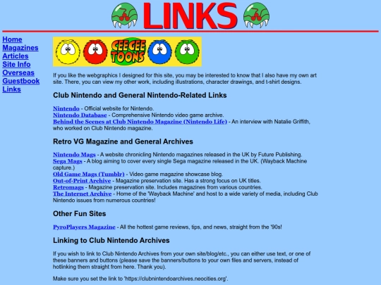 links screenshot
