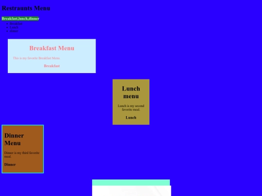 restraunt menu assignment screenshot