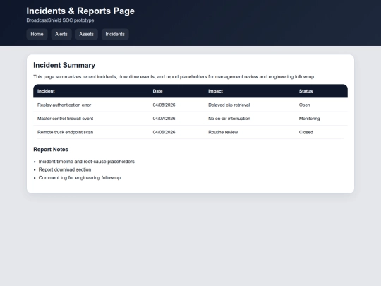 incidents screenshot