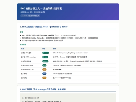 EKO/01-09_EKO商模診斷工具 — 系統架構討論草案/EKO_系統架構討論_v1 screenshot