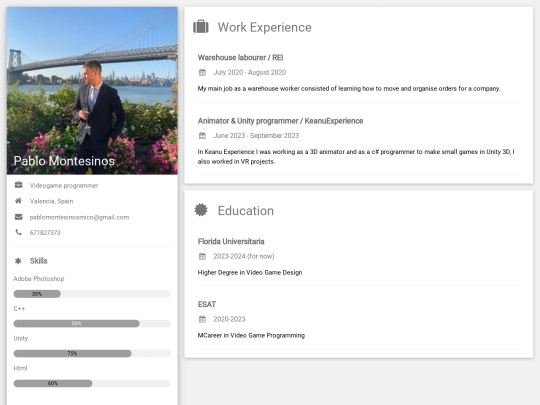 CV screenshot