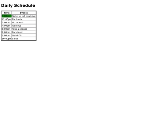 Schedule screenshot