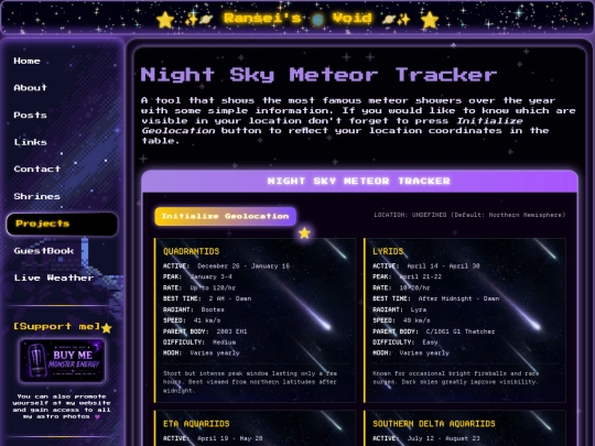 pages/other/meteor-tracker screenshot
