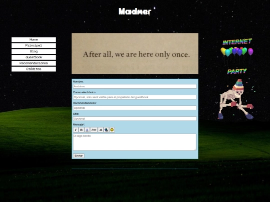 Blog/guestbook screenshot