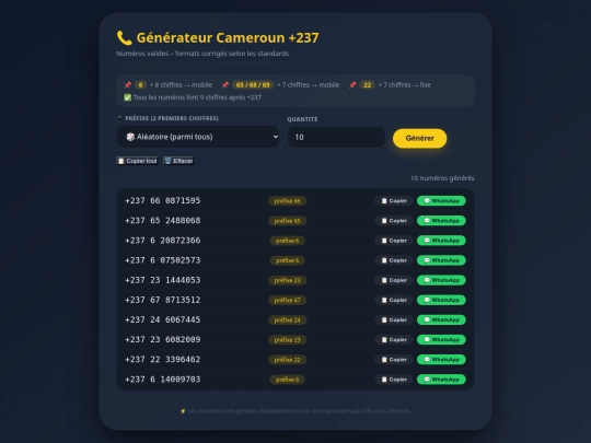 GENERATEUR NUMEROS CMR screenshot
