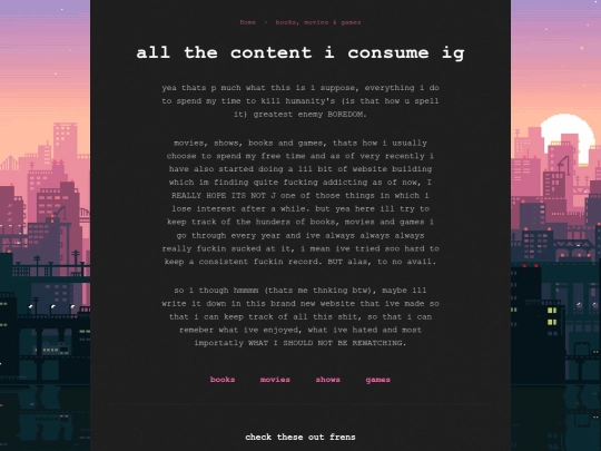 links/booksmoviesgames screenshot
