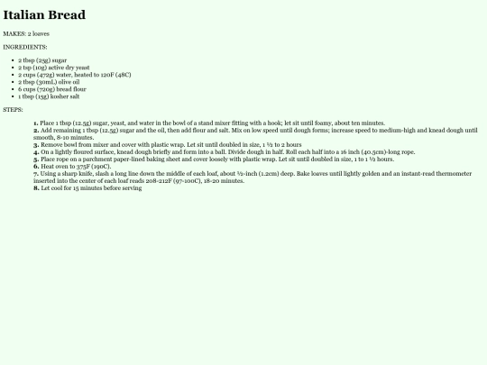 recipes/italianbread screenshot