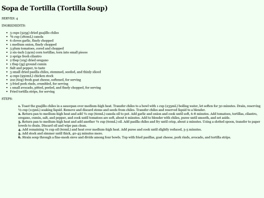 recipes/sopadetortilla screenshot