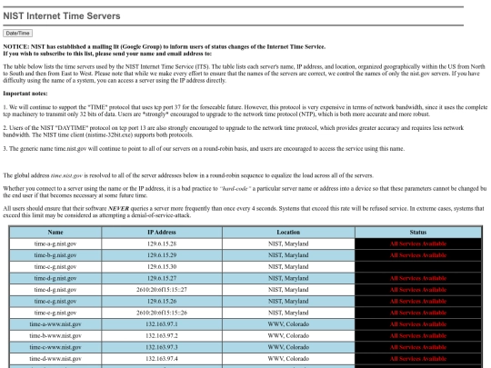 Time Servers screenshot