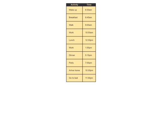 schedule screenshot