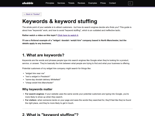 guides/keywords-and-keyword-stuffing screenshot