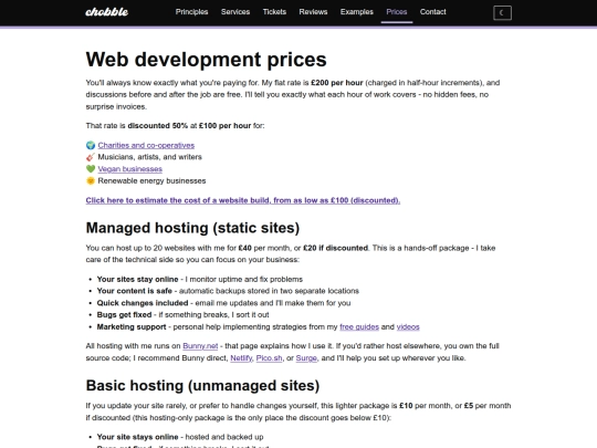 prices screenshot