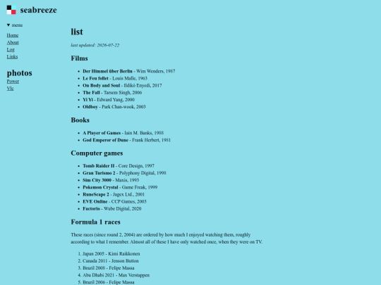 list screenshot