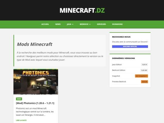 minecraft.dz/categorie/java/mods screenshot