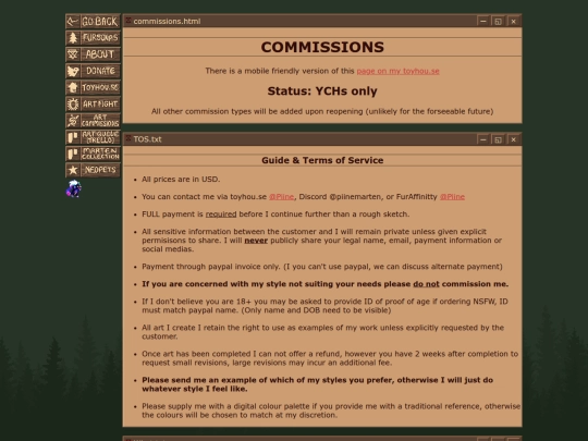 commissions screenshot