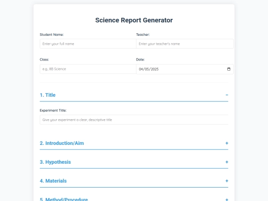 Sciencereportgenerator screenshot