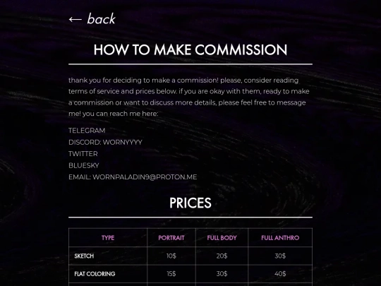 commissions screenshot