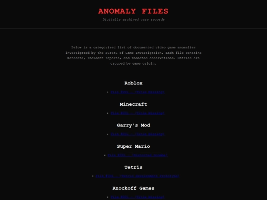 anomalies screenshot